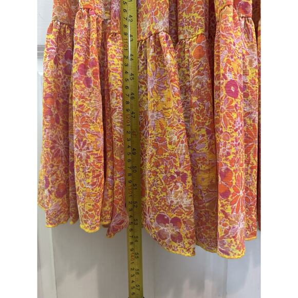 Free People Feeling Groovy Maxi Dress M Orange Floral Boho Medium - Picture 7 of 8